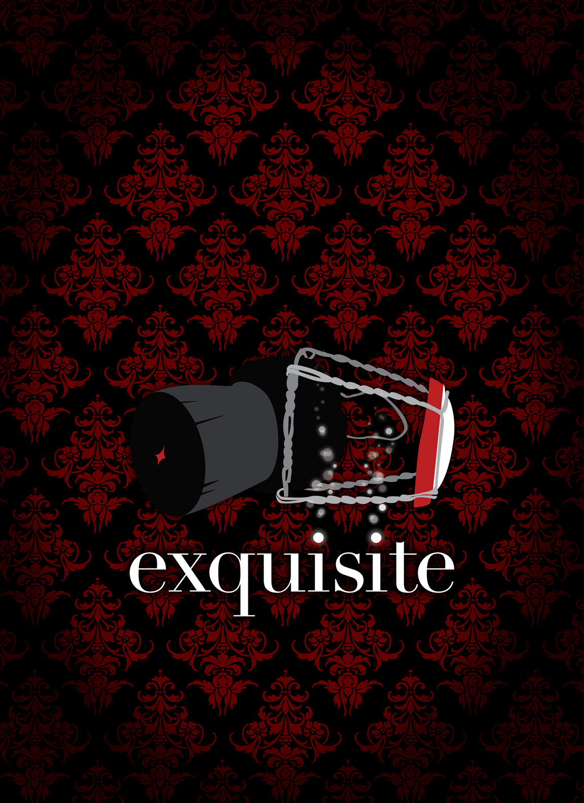 Champagne wine exquisite poster red damask