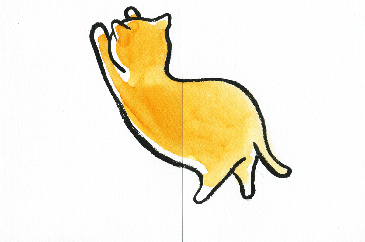 watercolor ink Pentel cats