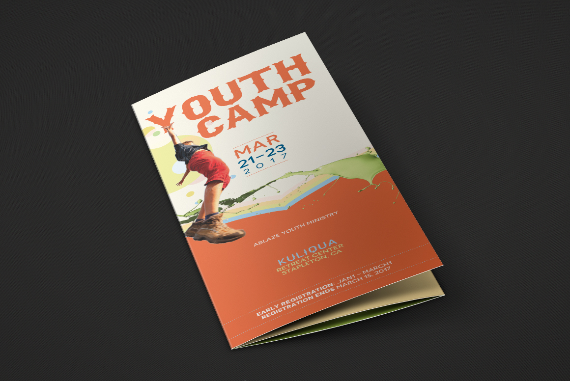 Youth Camp Tri-Fold Brochure Template on Behance Throughout Vbs Flyer Template