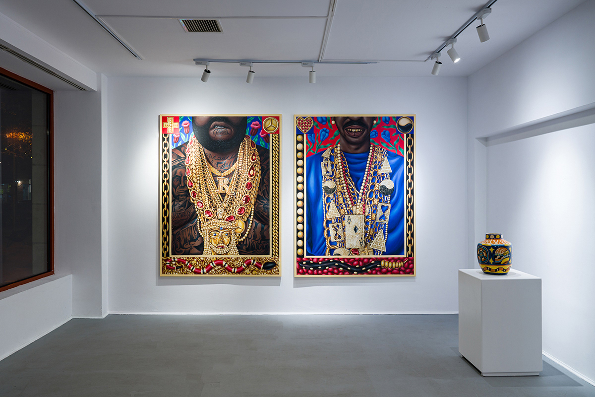 painting   acrylic on canvas fine art bling gold fanboy MOBIUS GALLERY Exhibition  Rick Ross slick rick