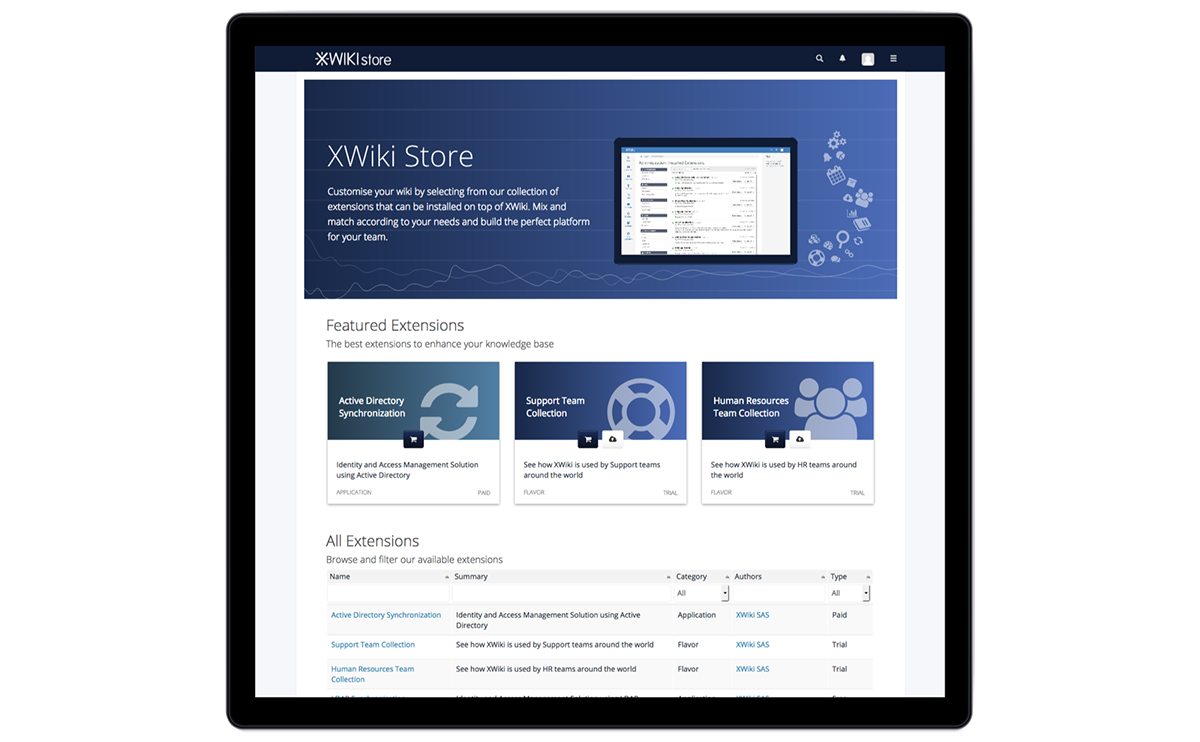 xwiki Responsive css3 applications store