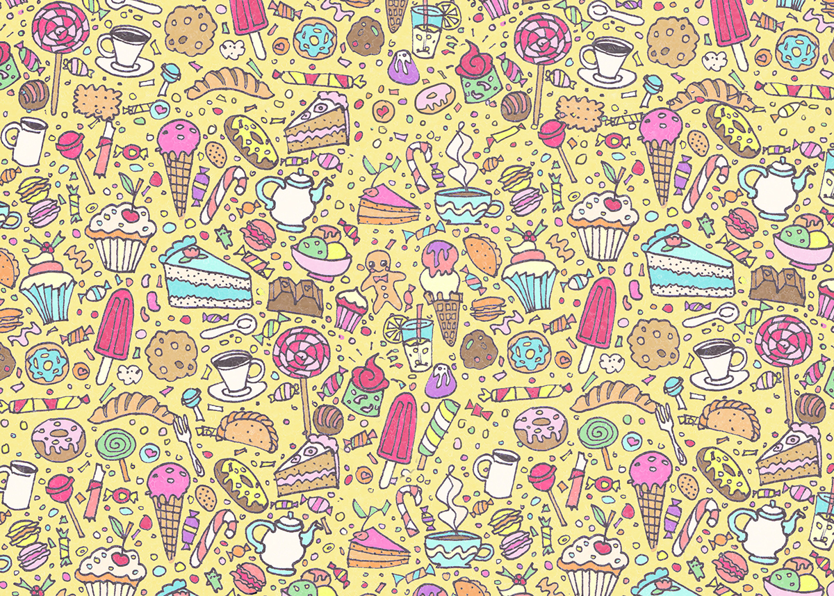 pattern texture body machine manul monster Body Parts Fun Food  background flower doodle fruits bright creature