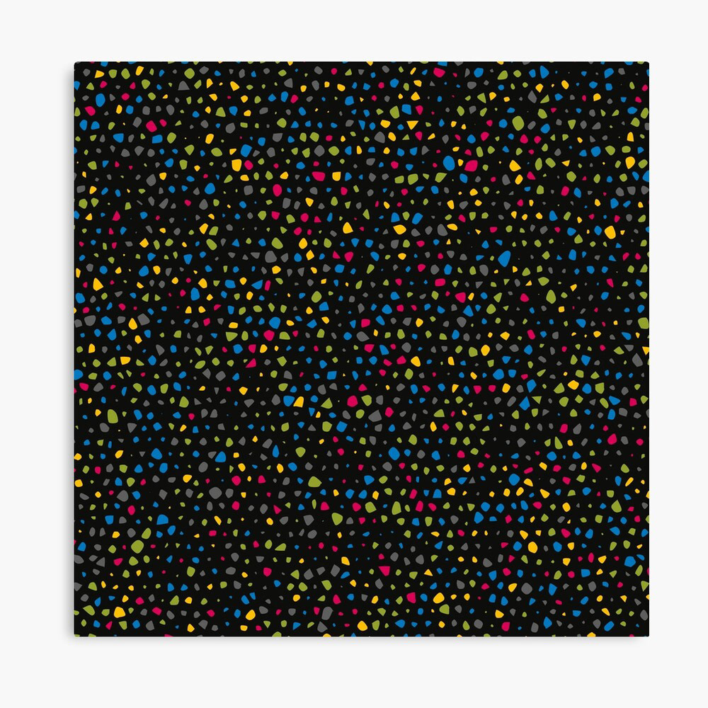 colourful terrazzo speckle pattern black canvas print