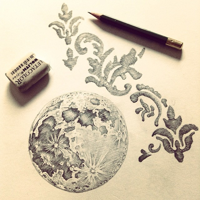 moon pattern pencil graphite