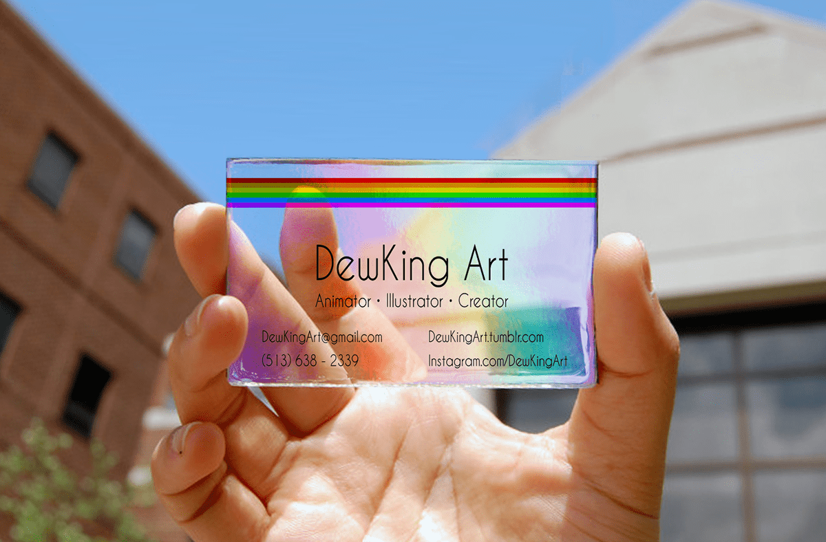 brand identity Business Cards graphic design  holographic Holographic Business Card Logo Design product design  rainbow transparent transparent business card