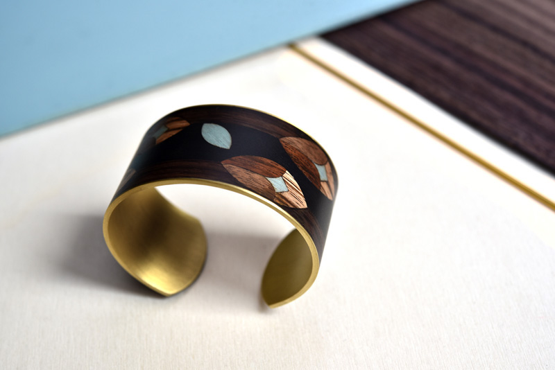 bijoux jewelry wood Craftmanship marquetry Necklace ring