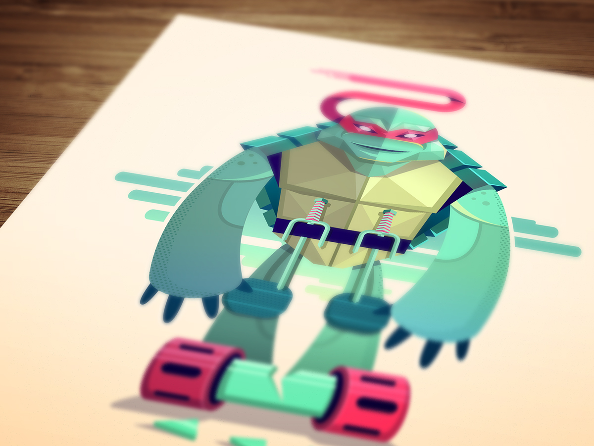 ninja Turtle teenage vector art color old school movie cartoon mutant raphael digital shapes