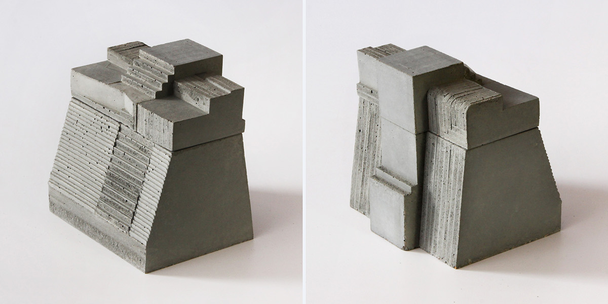 concrete urn funeral ashes sculpture design modern contemporary Brutalist box