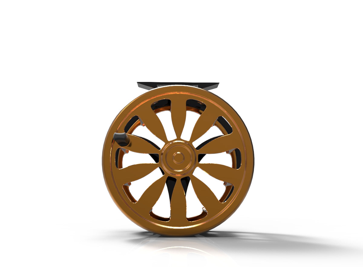 Fly fishing fly reel fishing Solidworks keyshot rendering Sporting Equipment Hunting trout
