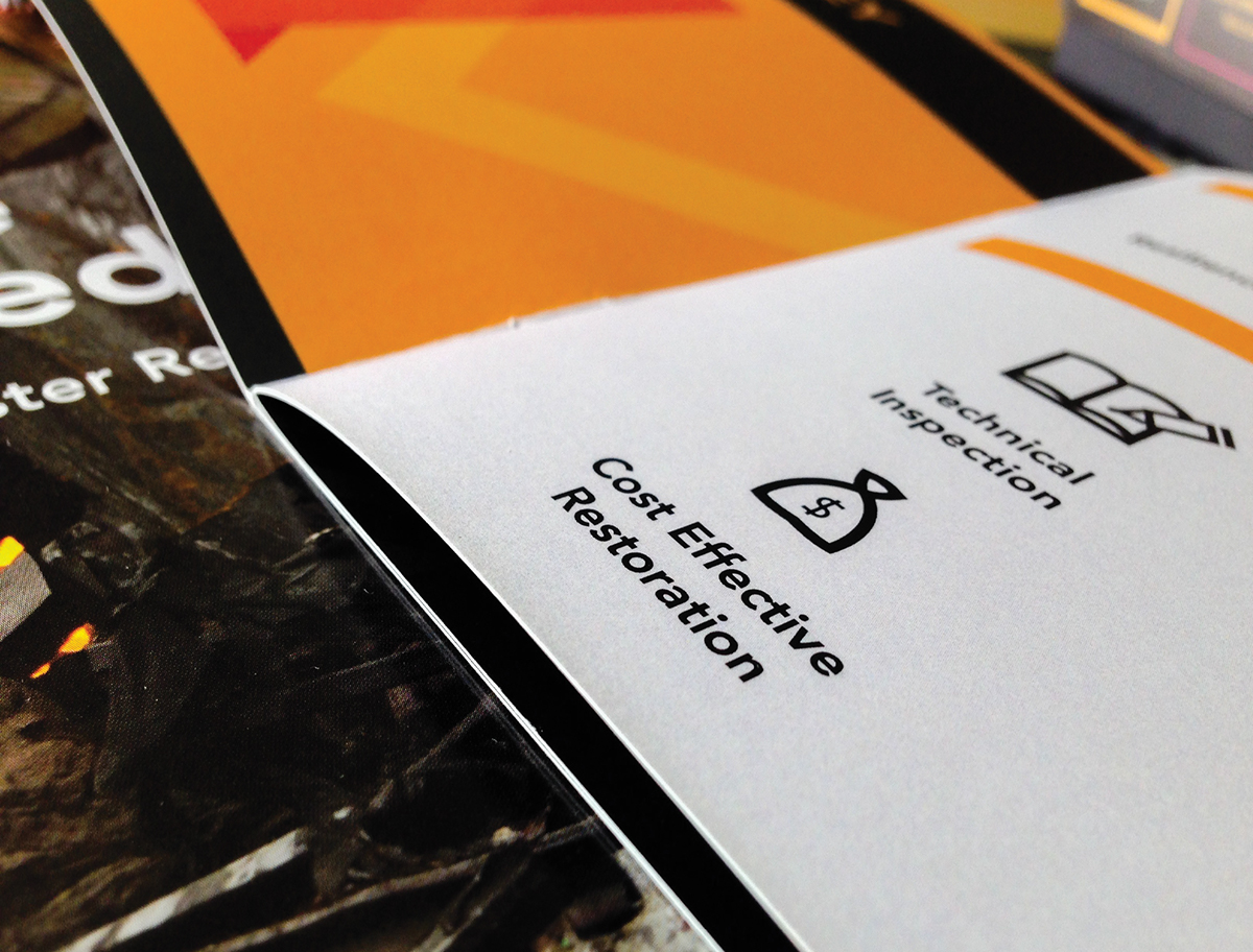 brochure print orange corporate icons