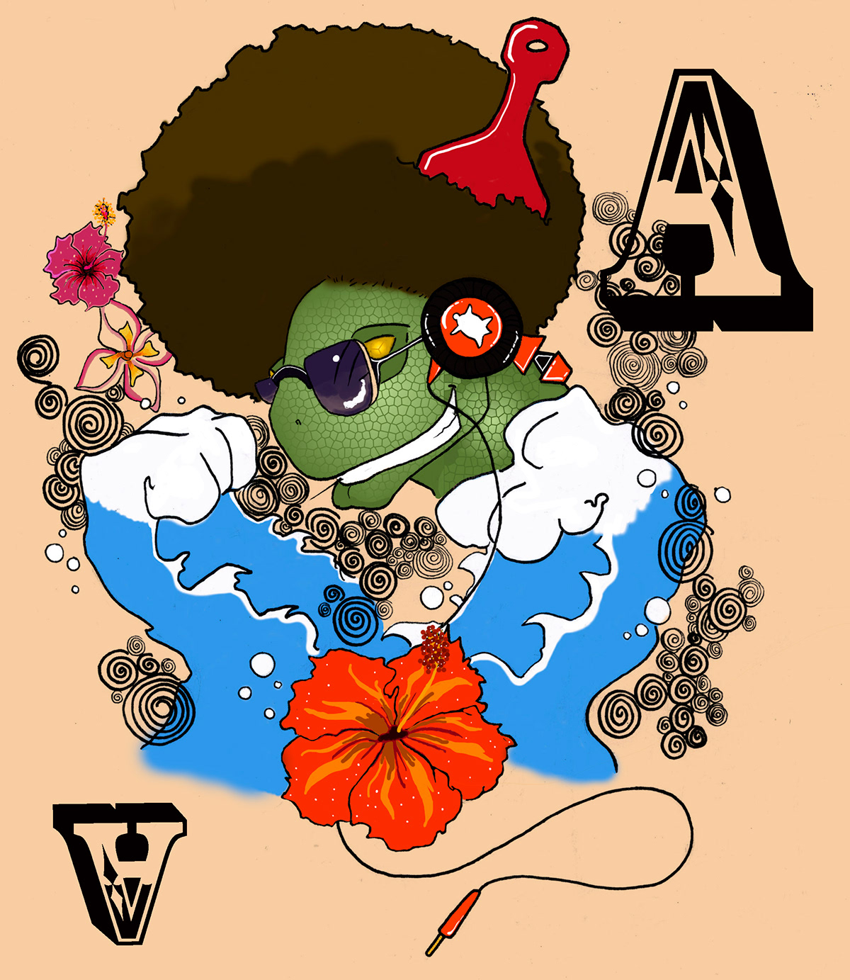  Illustration Turtles  Playing Cards soul R&B motown photoshop design
