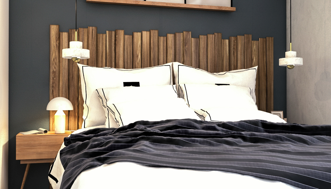 hotel hostel edison lamp bedroom chambre wood palette