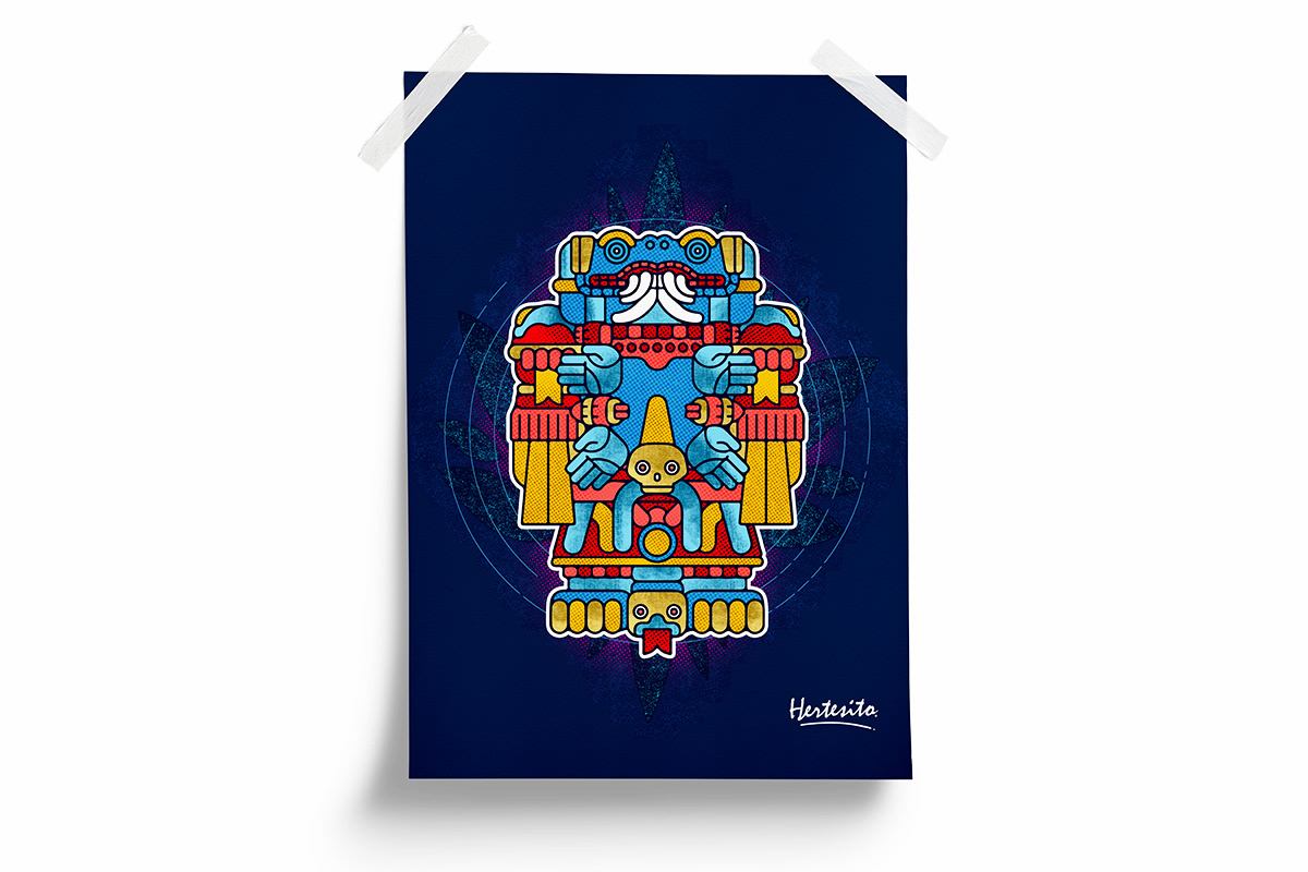 #hertesito #indiemachine #Coatlicue #aztecas #Mexico   #ILUSTRACION #t-shirt   #dioses aztecas #tonatzin #falda de serpientes
