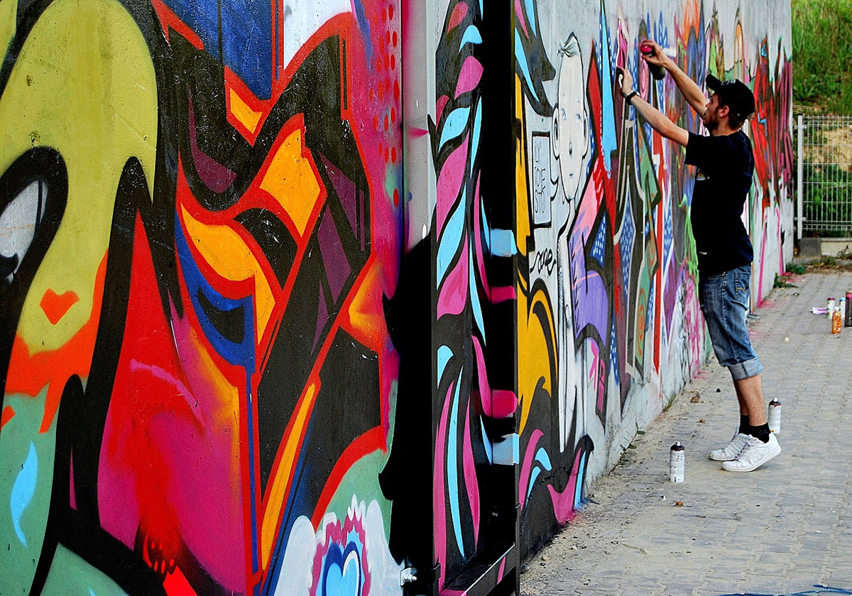wall cans spray writer bombing Street art paint illegal