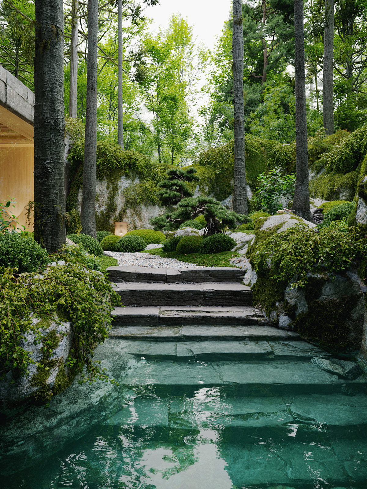 architecture archviz design exterior garden Interior japanese stone wood