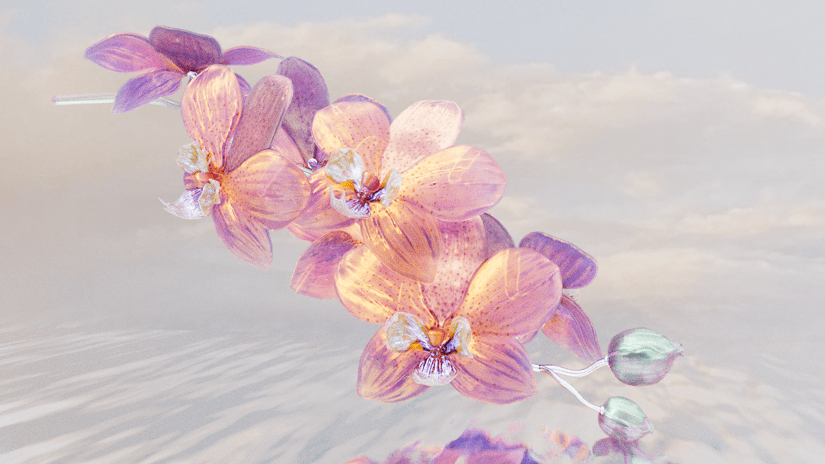 3D 3D model 3D Modelling blender cinema 4d flower 3d Flowers futuristic glassmorphism Nature