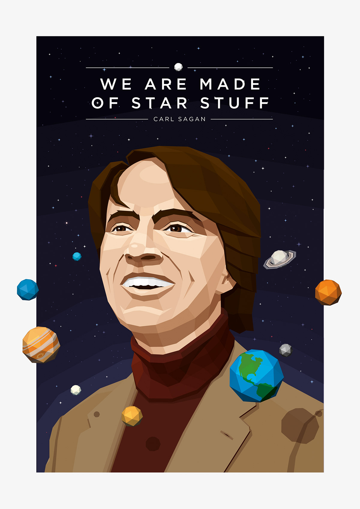carl sagan portrait quote Space  star Stuff astronomer cosmos planet solar system face