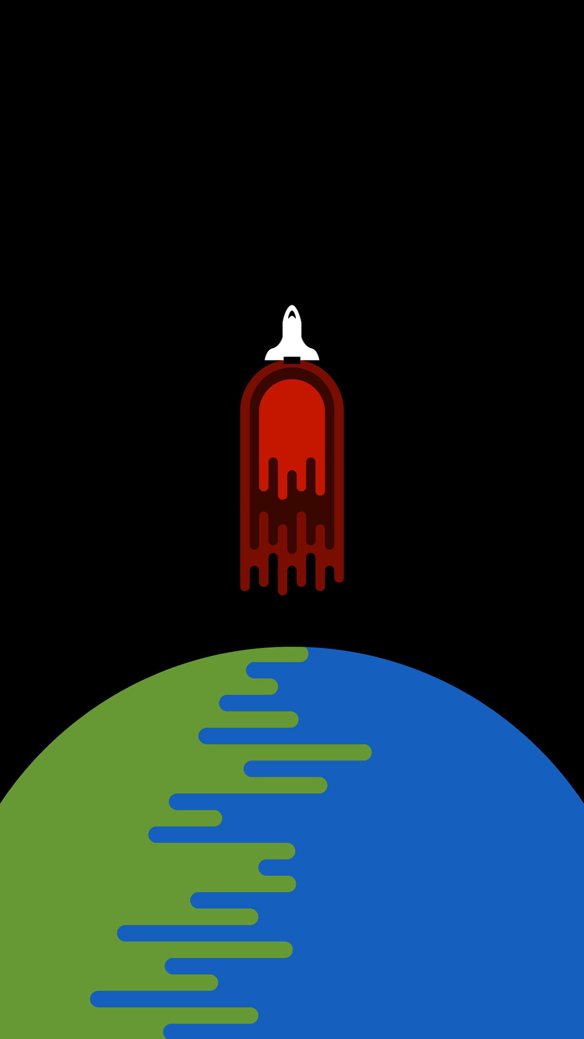 Space  rocket earth flat