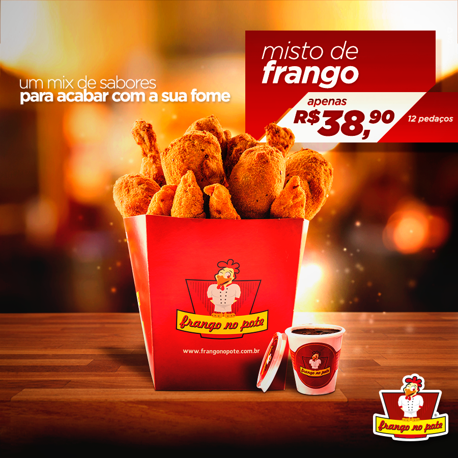 frango pote 3D Fast food comida frango no pote Chicken Fry Direção de arte burger chicken