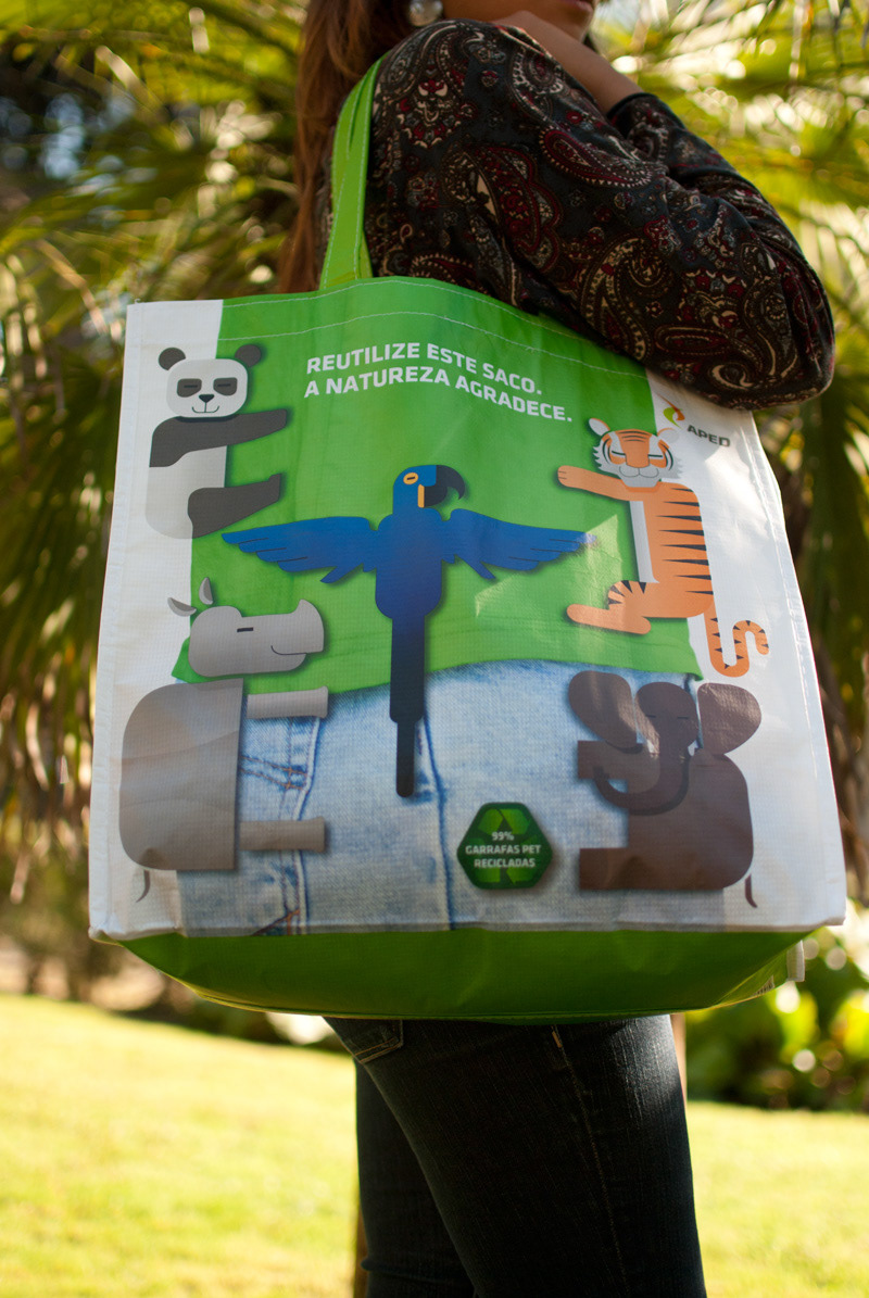 saco Verde APED Pet RECYCLED bags green animals