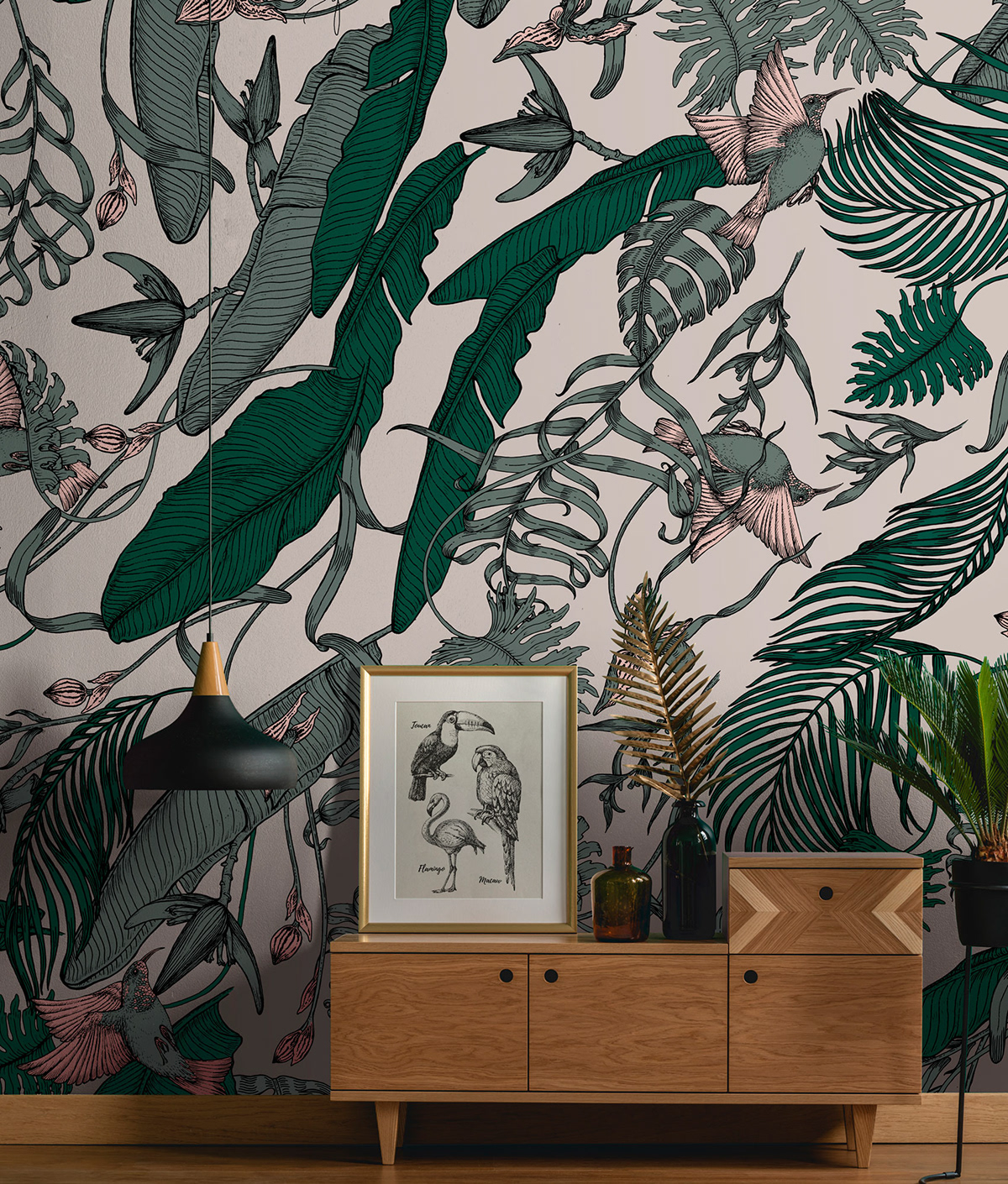 botanical fabric ILLUSTRATION  Interior Decoration pattern textile design  Tropical Wallpaper design