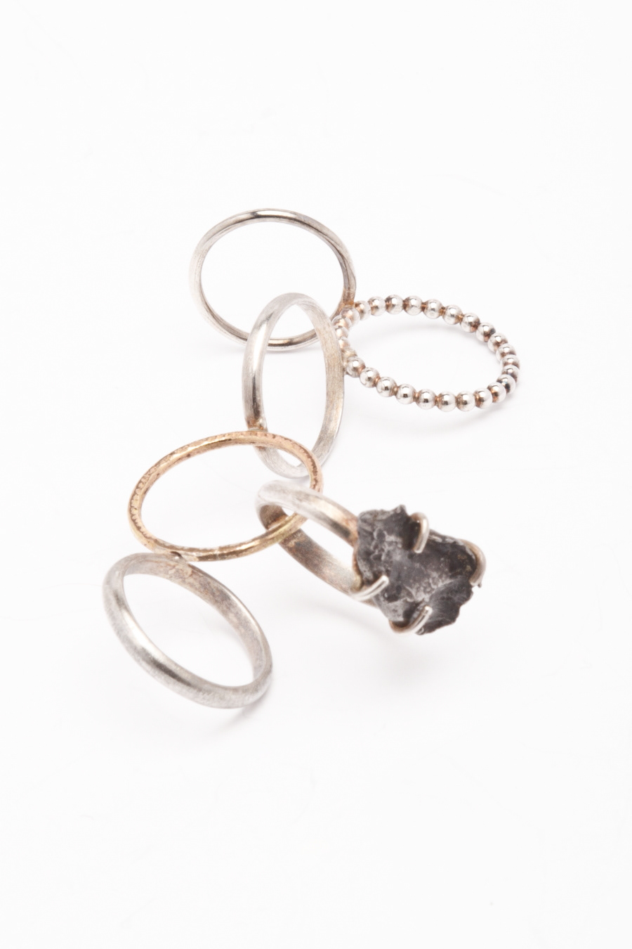 jewelry rings danamarieburmeister SCAD abstract sculpture rocks minerals silver gold