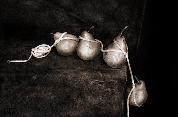 Pear pears erotic nude woman female figure Fruit creative still life light brush composition Original