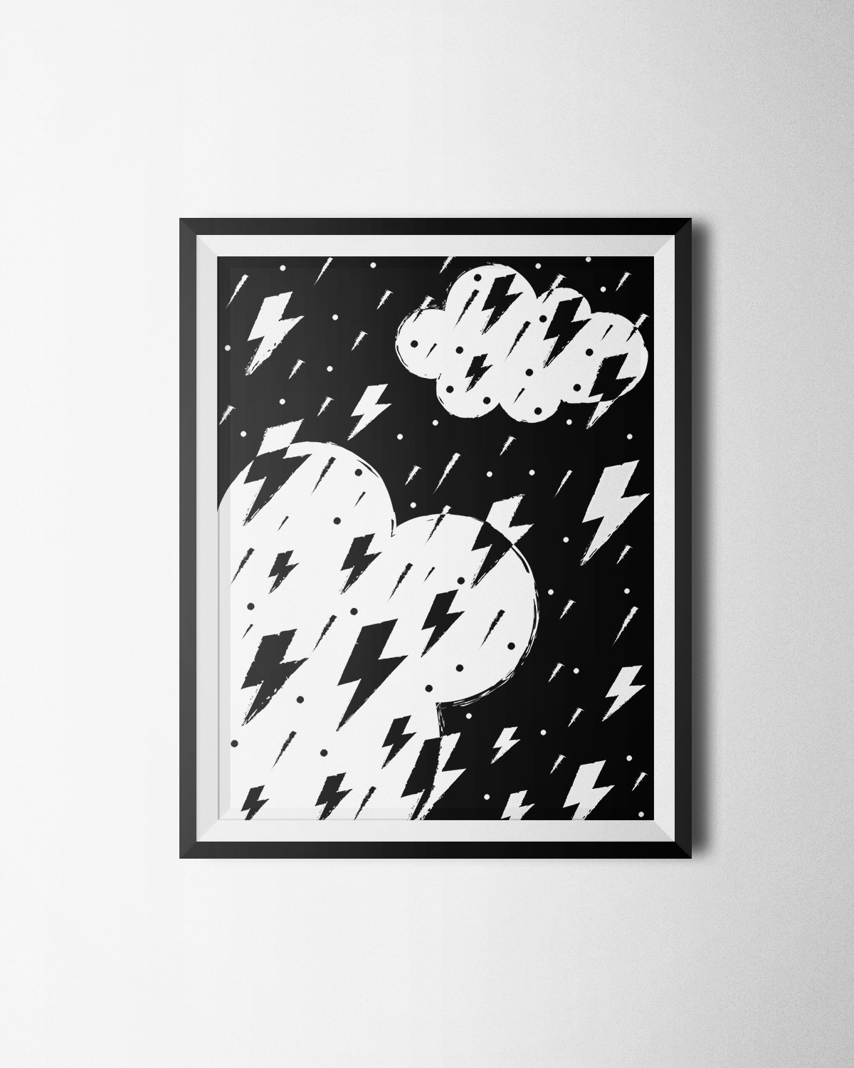 Lightning Bolts clouds rain kids room ILLUSTRATION  poster printable wall art digital print