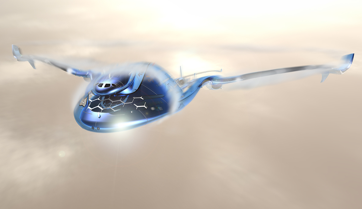 concept airplane quantum technology future ecofrienly