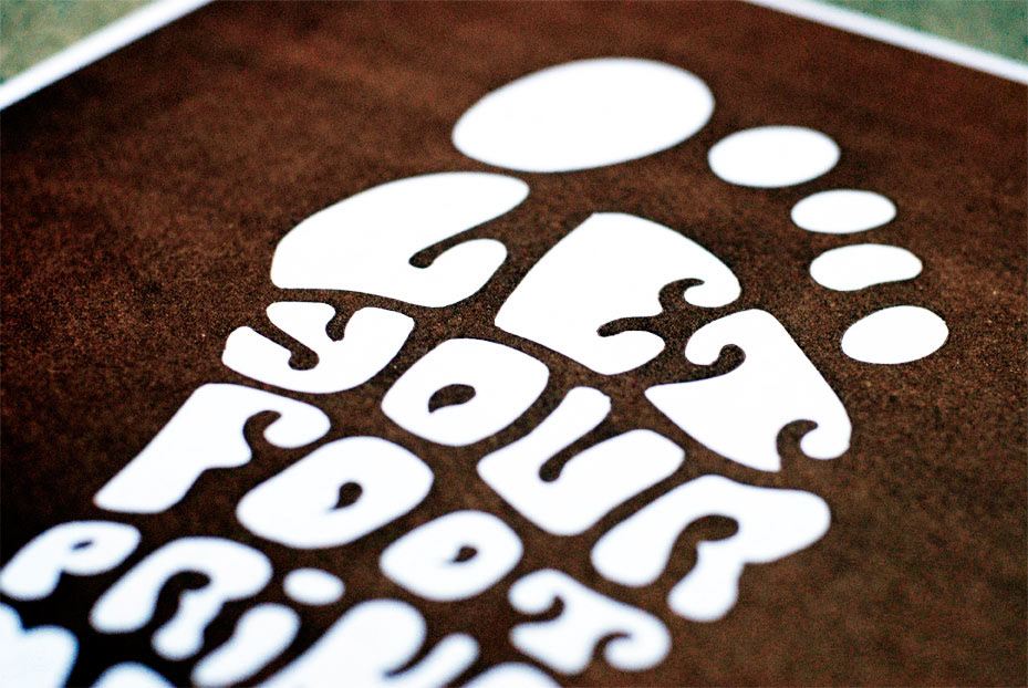 type and andmade ink andtype footprint paper brown letterpress print poster &type