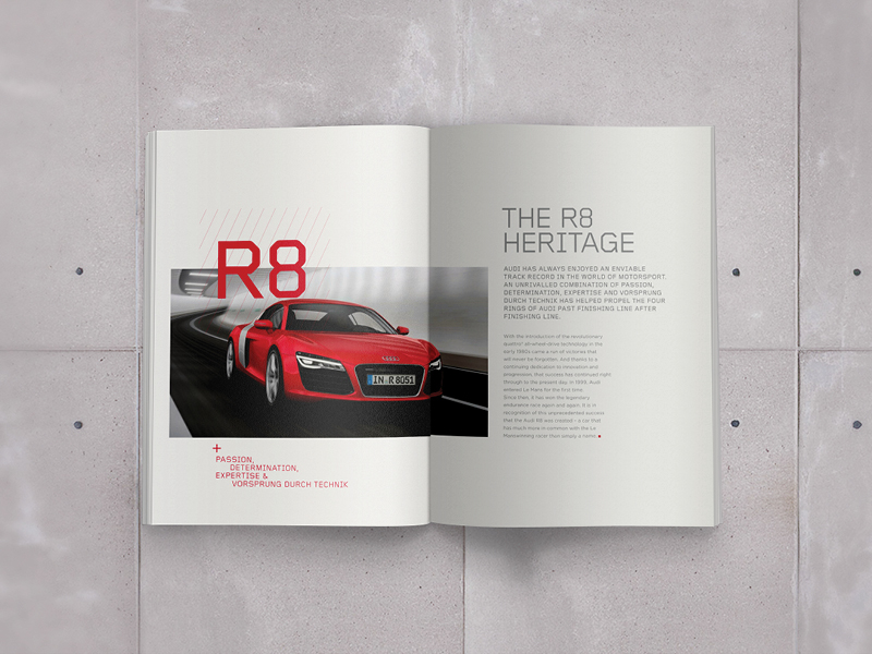 brochure type Layout editorial red automotive   car Audi print tt magazine corporate advert
