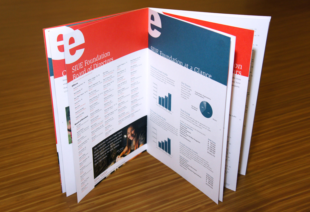 annual report University college Donors foundation giving saddle stitch publication print design editioral