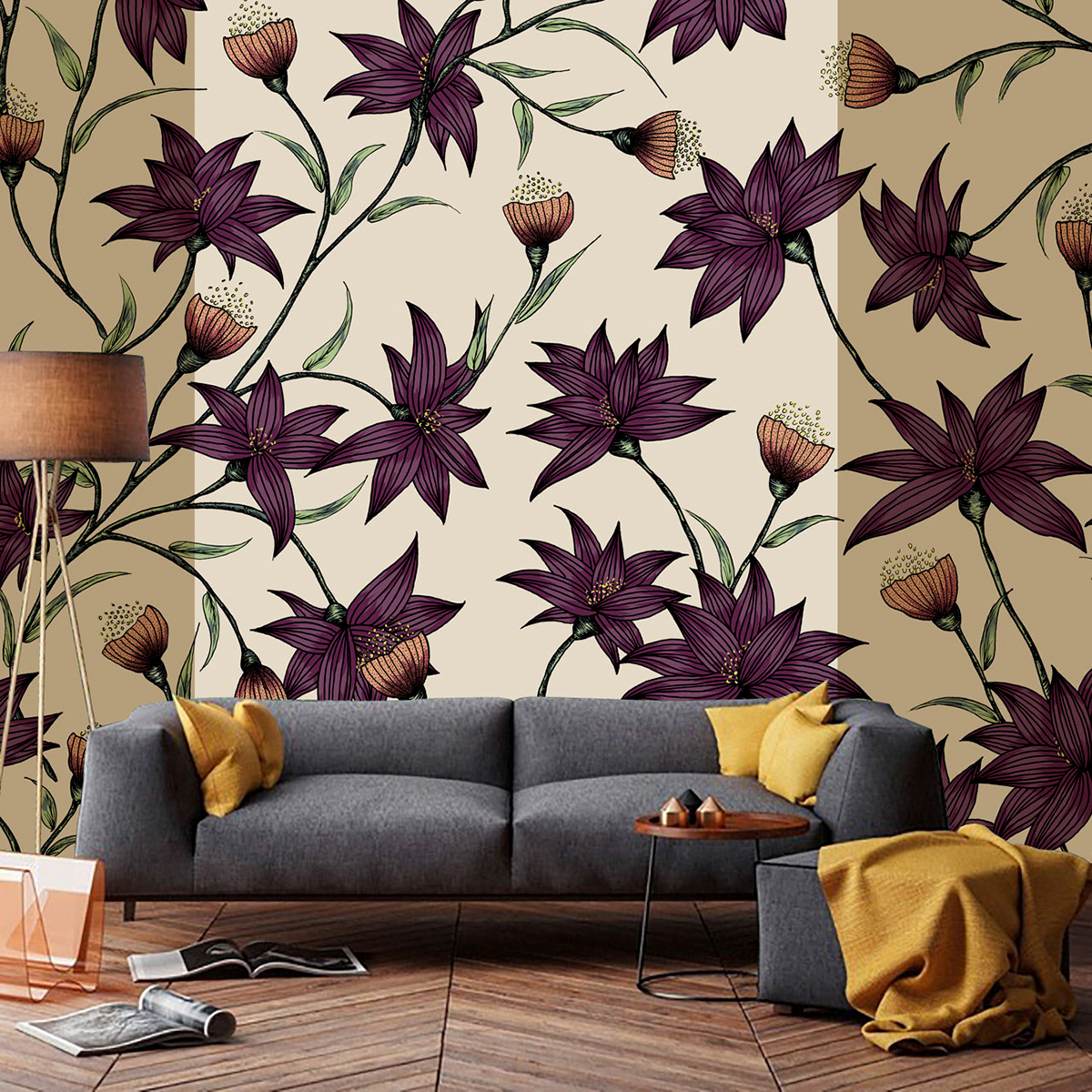 Papierpeint wallpaper prints motifs allover homedecoration   decoration hiver floral