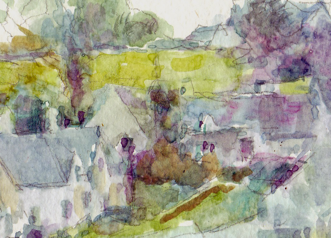 painting   Cotswolds Bibury Castle Combe watercolor arabic gum houses old british houses