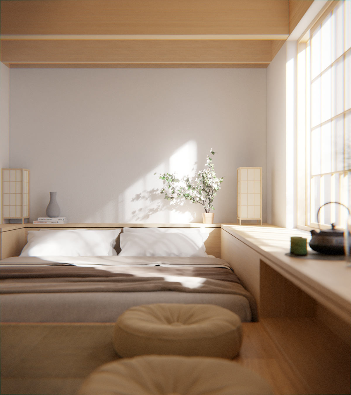 architecture visualization interior design  japanese blender blender 3d cycles 3d modeling Render minimalist