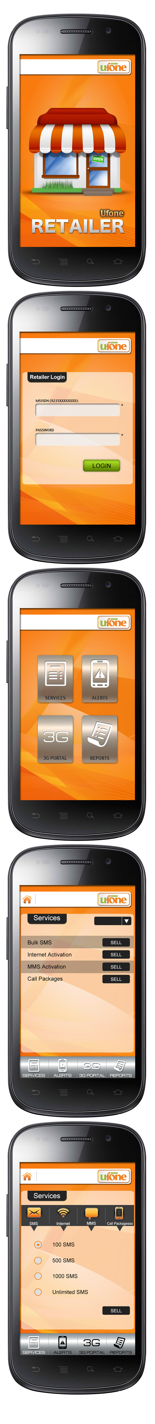 ufone retailer android Android App UI ux portal design