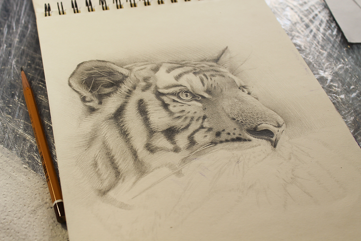 mikhalenkov tiger art pencil