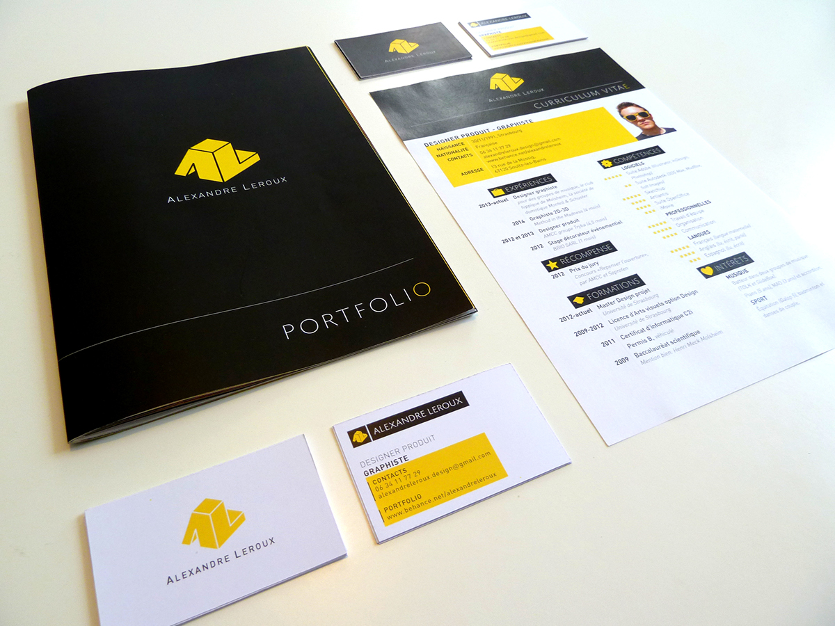 CV portfolio Resume personal identity corporate yellow grey business card logo Picto book cover letter