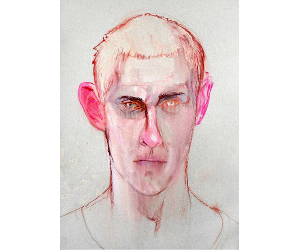 portrait color traditional Painted acrylic pastel criminal man head face Expression eyes deviant human