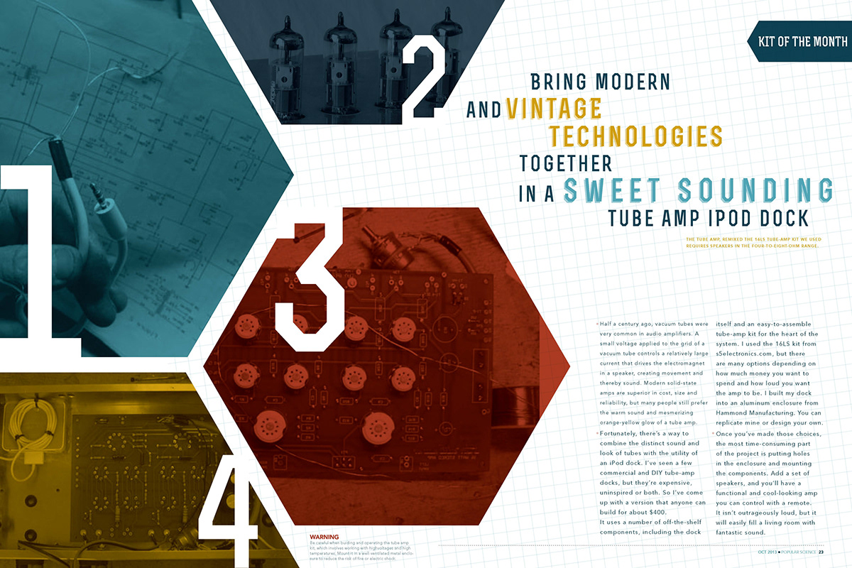 Popular Science PopSci Rebrand redesign magazine spreads science swiss influence geometry