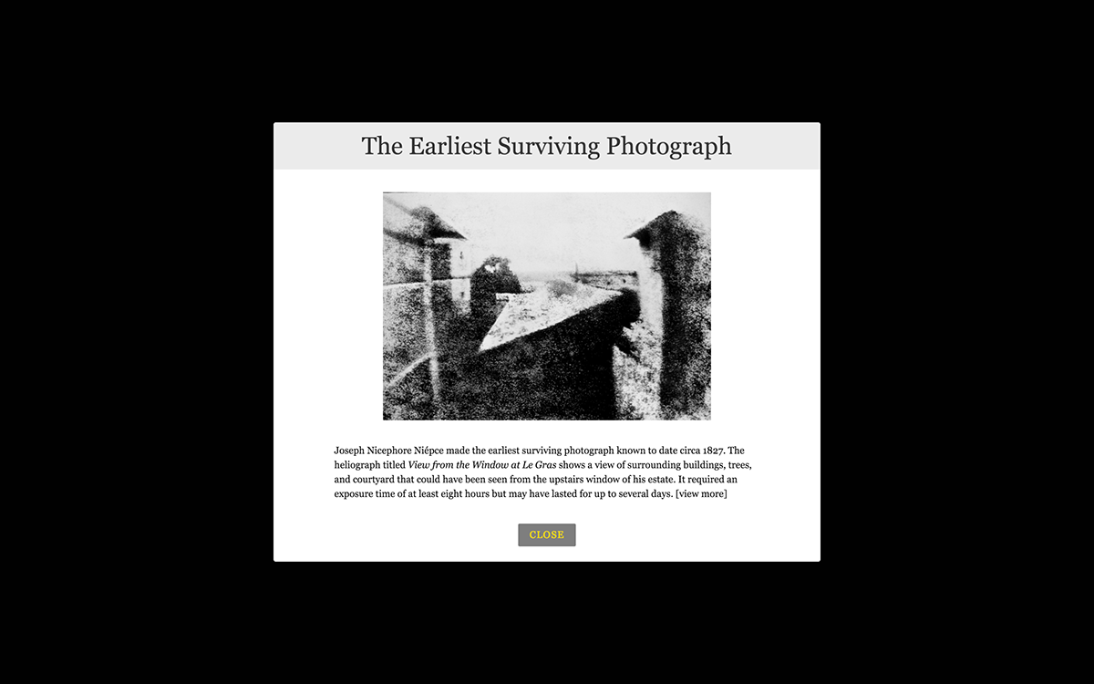 photography history interactive timeline one-page website educational