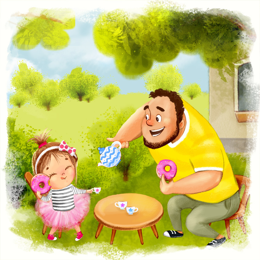 dad DAUGHTER little girl daddy Cover Book photoshop Dad and daughter chidrens book ILLUSTRATION  children's literature