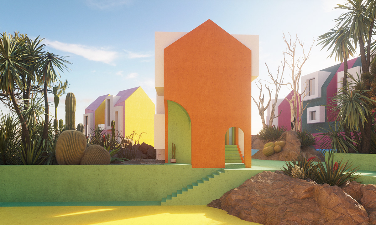 3ds max architecture art cactus CGI colors corona renderer Creativity desert ILLUSTRATION 