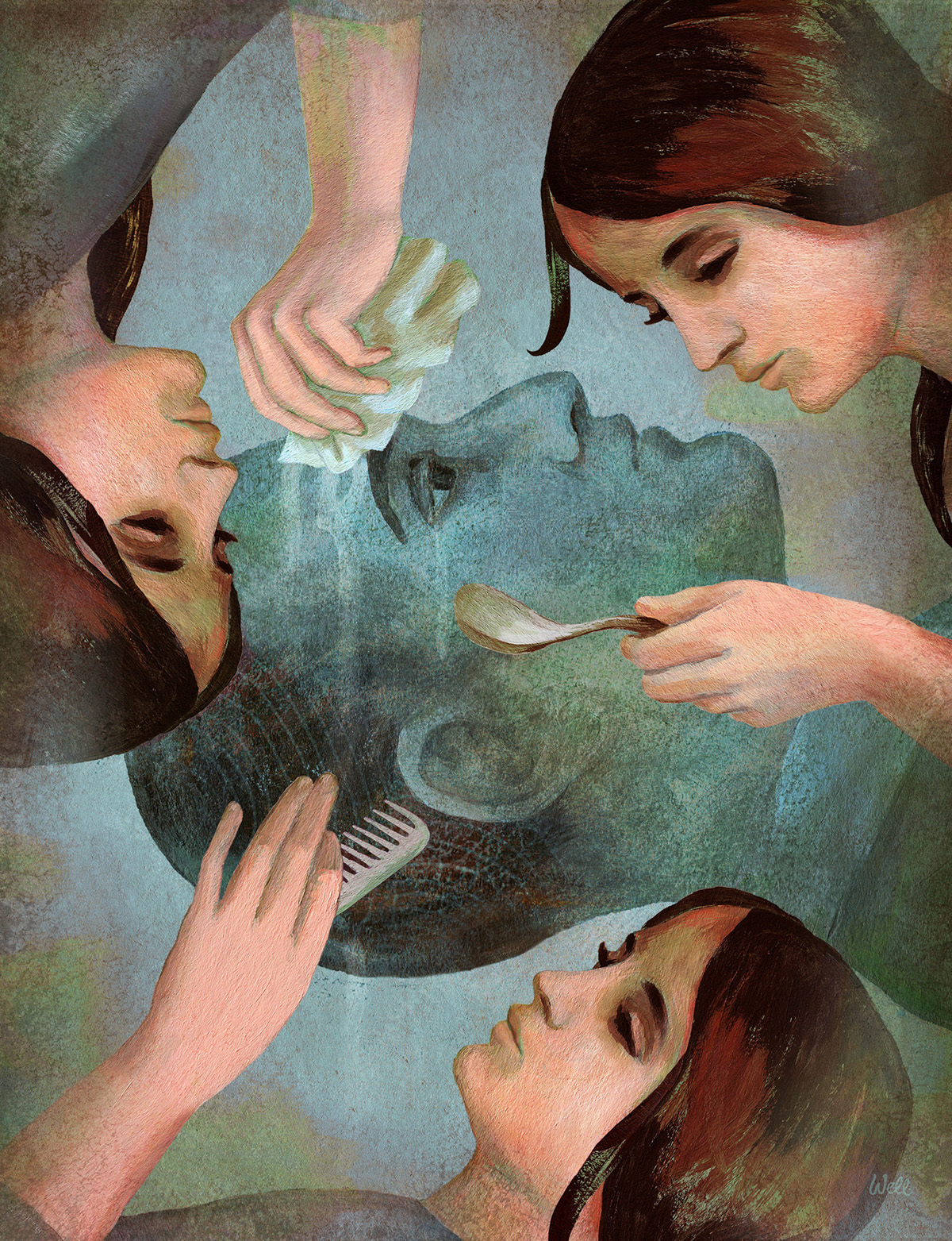 art editorial conceptual brain surprise illustration painting mood acrylic