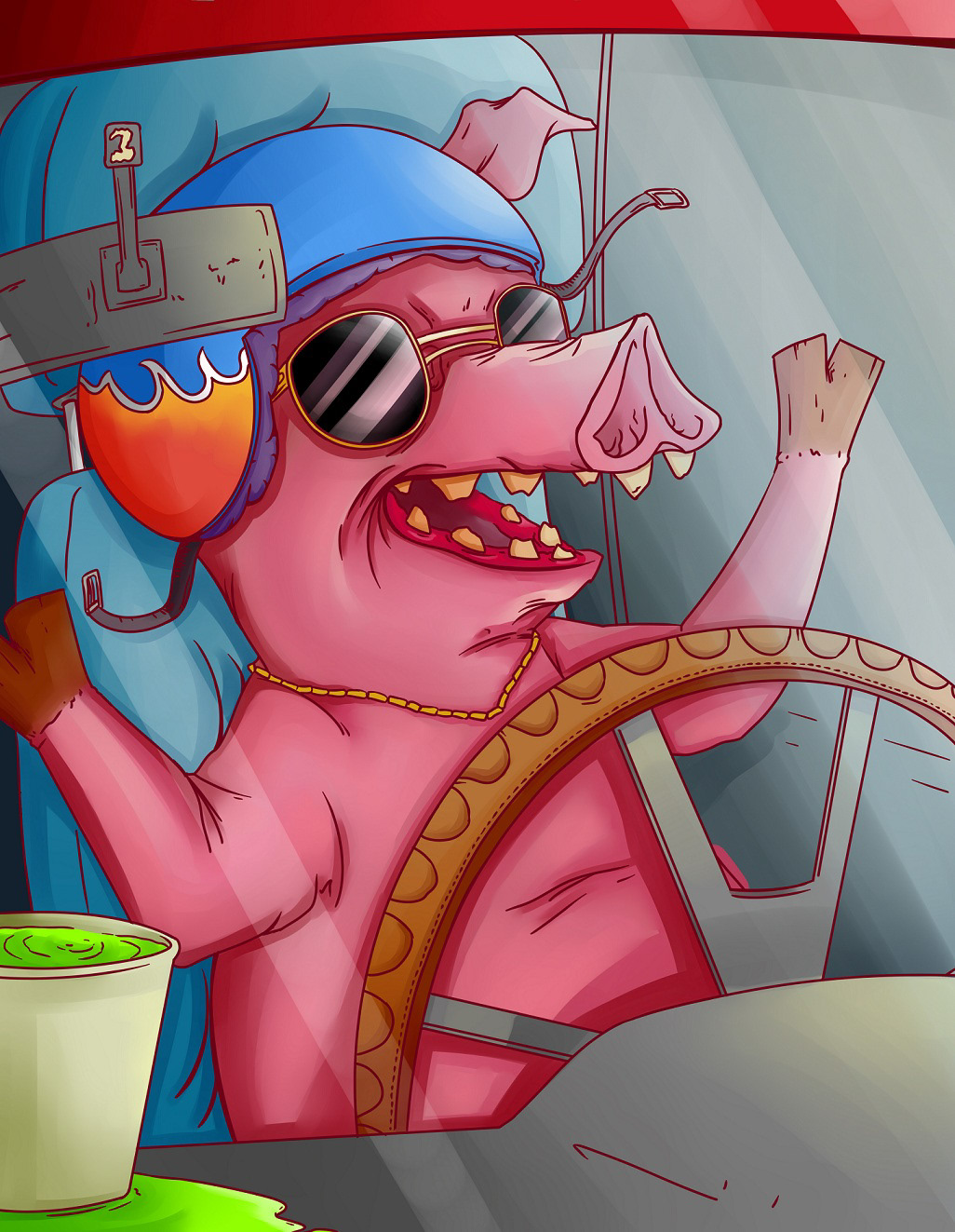 bacon Hot drive car pig cerdo carro