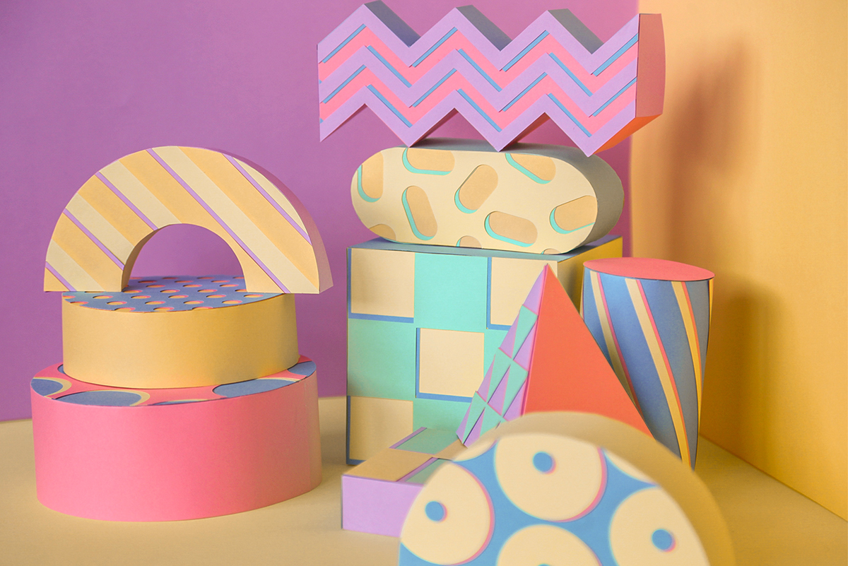pattern geometric colors paper paper design paper art craft pastel decor cube 3D pyramid