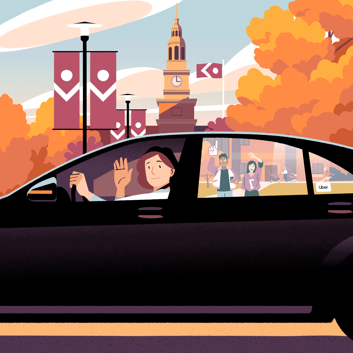 animation  campaign campus car college gif ILLUSTRATION  Uber