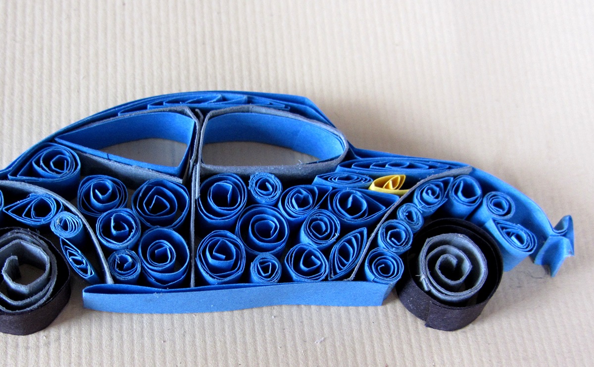 quilling paper colours Cars poster handmade 3D