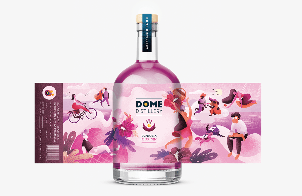 Packaging branding  ILLUSTRATION  Hipster quirky Fun colorful gin gin branding label design