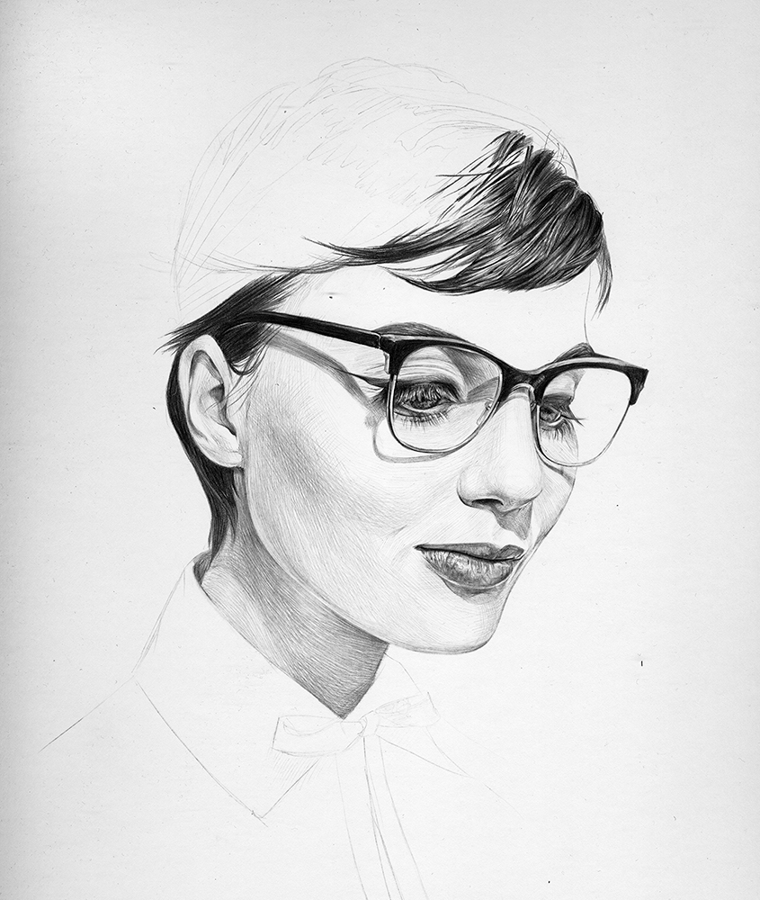 girl hair drawing pixie cut Clubmaster glasses fashion illustration Beauty Illustration